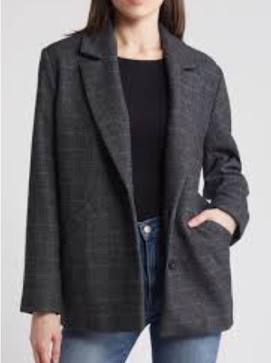 Tresure & Bond Jackets & Blazers - Treasure & Bond Charcoal Glen Plaid Two-Button Blazer